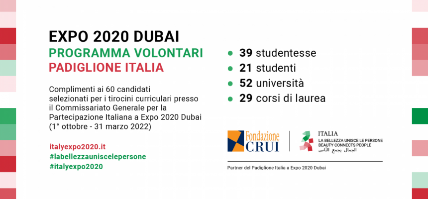 Expo Dubai: selezionati sessanta candidati per il programma Volontari del Padiglione Italia-Dubai-