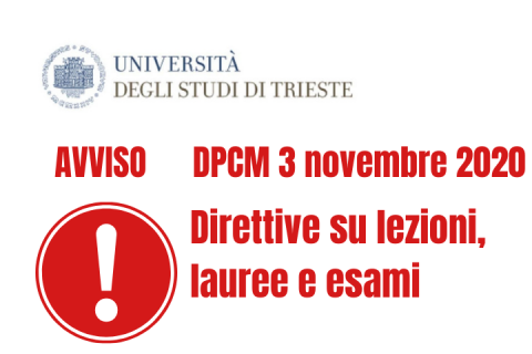 Direttive su lezioni, lauree e esami -Applicazione dpcm 3 novembre 2020-