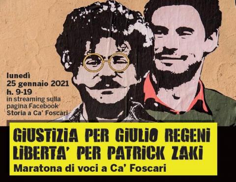 Maratona di voci a Ca’ Foscari -Maratona di voci a Ca’ Foscari - Giustizia per Regeni, libertà per Zaki-